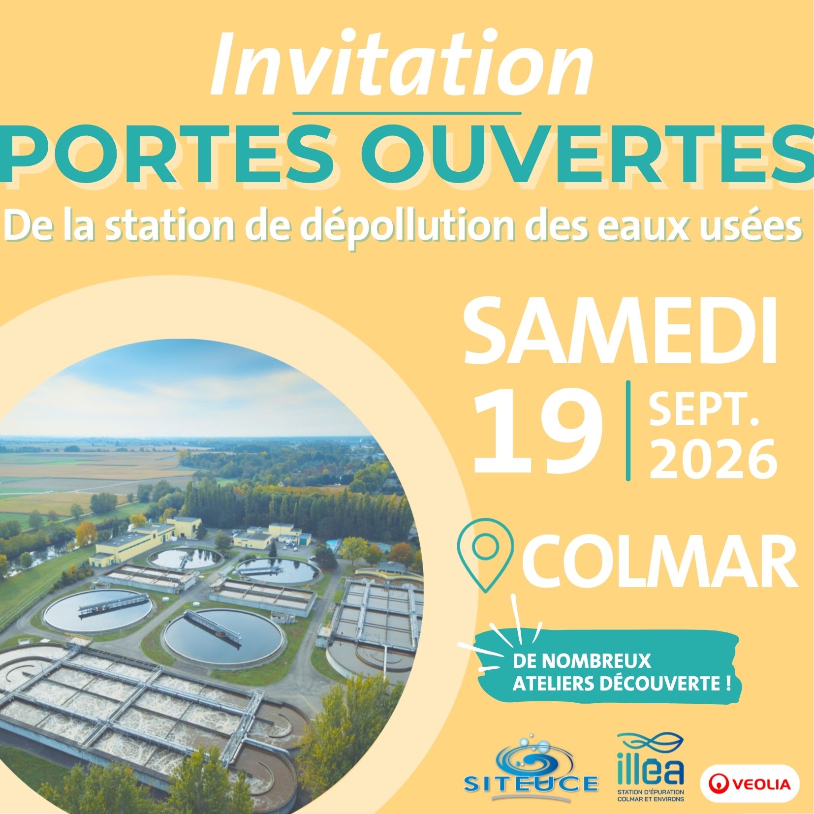 Affiche portes ouvertes à Illéa, la station d'épuration de Colmar, 19 septembre 2026.